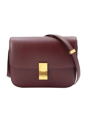 Celine Classic Box Shoulder Bag Leather Bordeaux Medium